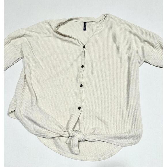 Iwollence Womens Sweater Shirt Waffle Knit Thermal Long Sleeve Tie Knot XL - Picture 14 of 15